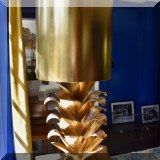 DL01. Gilt tole lamp with matching shade. 38.5”h 